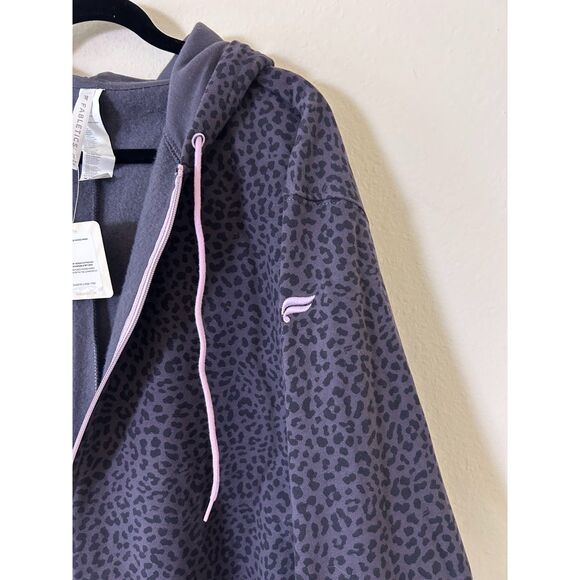 Fabletics Forever Fleece Hooded Jumpsuit X-Large Gray Leopard Orchid New $99 - Picture 4 of 11